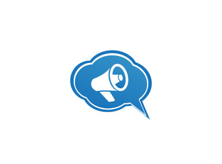 Megaphone and Loudspeaker amplifier logo design illustration in a chat icon