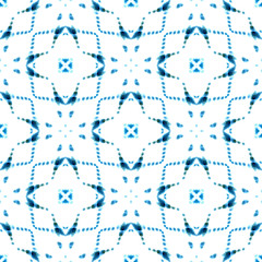 Blue Geometric Watercolor. Seamless Pattern.Surface Ornament.