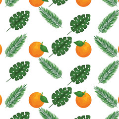 exotic leafs and oranges tropical pattern
