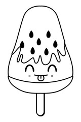 fruit ice lolly popsicle cartoon in black and white
