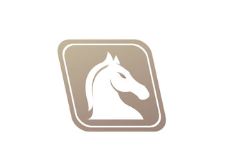 Horse head in the parallelogram shape for chess symbol logo design illustration