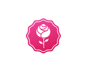 Rose with leaves and long leg flower in the shape for logo design illustration