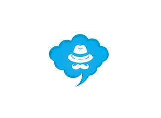 inspector with hat and mustache for logo design illustration, detector head in chat icon