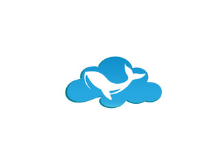 Humpback an ocean's giant whale for logo design illustration in a cloud shape icon
