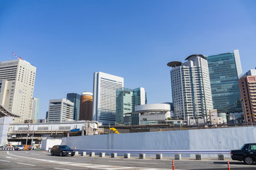 Naklejka premium Wieżowce przed stacją Umeda / Osaka w Osace