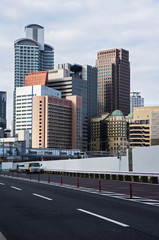 Fototapeta na wymiar 大阪・西梅田のビル群の早朝の風景