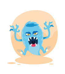 Fototapeta premium Blue monster cartoon design icon vector ilustration
