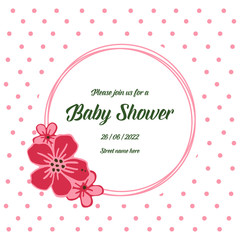 Vector illustration invitation card baby shower with floral frame