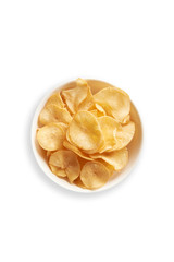 Potato chip fried  on white background