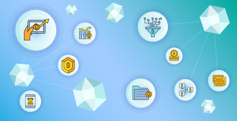 Fototapeta premium cryptocurrency and blockchain technology concept diagram vector