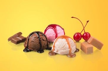 Tasty ,sweet Ice Cream  in cup on background