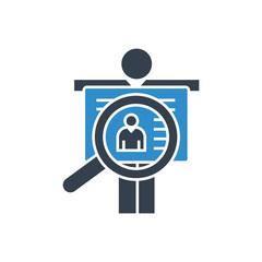 business man and profile analysis concept icon