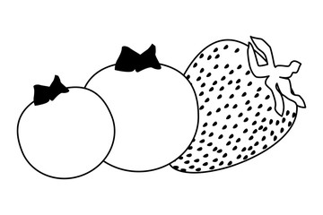 exotic tropical fruit icon cartoon in black and white