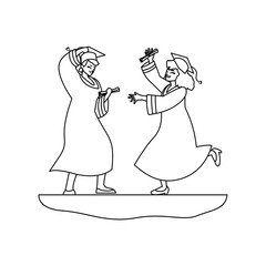 young couple students graduated celebrating