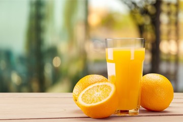Orange juice and slices of orange on © BillionPhotos.com