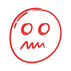 red hand drawn emoticon