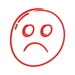 red hand drawn emoticon
