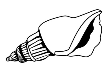 summer beach and vacation cartoon in black and white