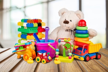 Toys collection isolated on  background