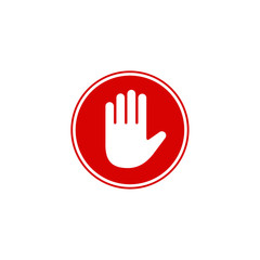 Hand blocking icon sign stop. Stop hand logo Vector illustration