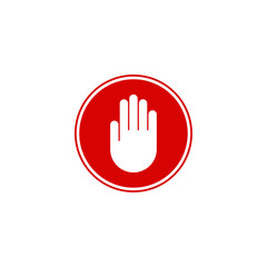 Obraz premium Hand blocking icon sign stop. Stop hand logo Vector illustration