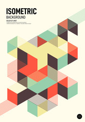 Fototapeta premium Abstract isometric geometric shape layout poster design template background