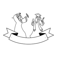 Fototapeta premium beautiful women students graduated celebrating with ribbon