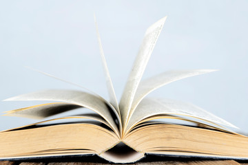 For educational success. Books that are open, paper looks moving.