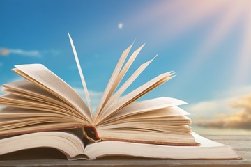 Old open Books  on background.