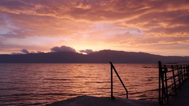 Lake Ohrid at sunrise in Albania