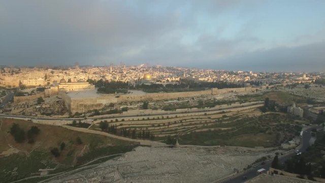 Flying from Temple Mount over Kidron and cemetery of Mt. Olives. DJI-0679-02