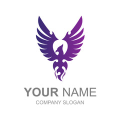 flying phoenix bird logo, logo ready to use