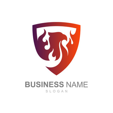 eagle logo inside shield with strong display, logo ready to use