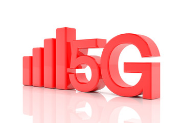3d rendering of the fast 5G mobile network - red