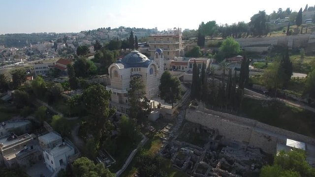 Aerial of Church of St Peter in Gallicantu. Jerusalem. DJI-0681-03
