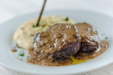 steak with sauce