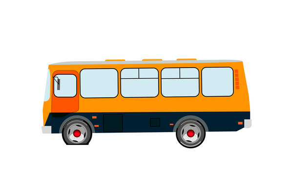 Breakdown. Punched wheel. Bus side view on an isolated background. Vector illustration.