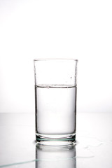 Glass with water on a white background