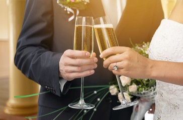Young beautiful couple in wedding day