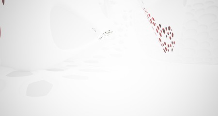 Abstract white and colored gradient glasses smooth parametric interior  with window. 3D illustration and rendering.