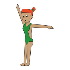 Diver woman with swimsuit cartoon
