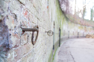 Detail of the inside of the walls of Armor fort of the fortress of Edegem, Antwerp Build between 1908 and 1914 as part of the forts belt around the city of Antwerp