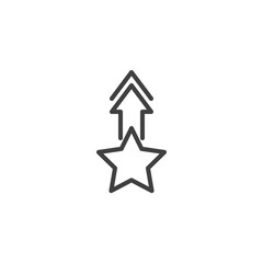 Star with arrow up line icon. linear style sign for mobile concept and web design. Start up outline vector icon. Symbol, logo illustration. Vector graphics
