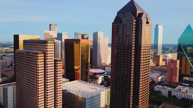 Drone footage of downtown dallas