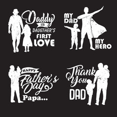 Silhouette Father and child with quotes in vector, illustration-01