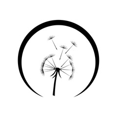 Wind inflates a dandelion. Dandelion Icon. Vector Illustration.