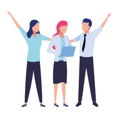 Obraz premium Business coworkers with office supplies