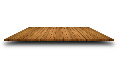 Wooden board on white. perspective scale