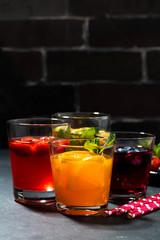 fruit lemonades in assortment, vertical