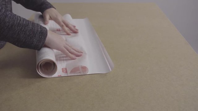 Time lapse. Making marble board with adhesive paper for food photography.